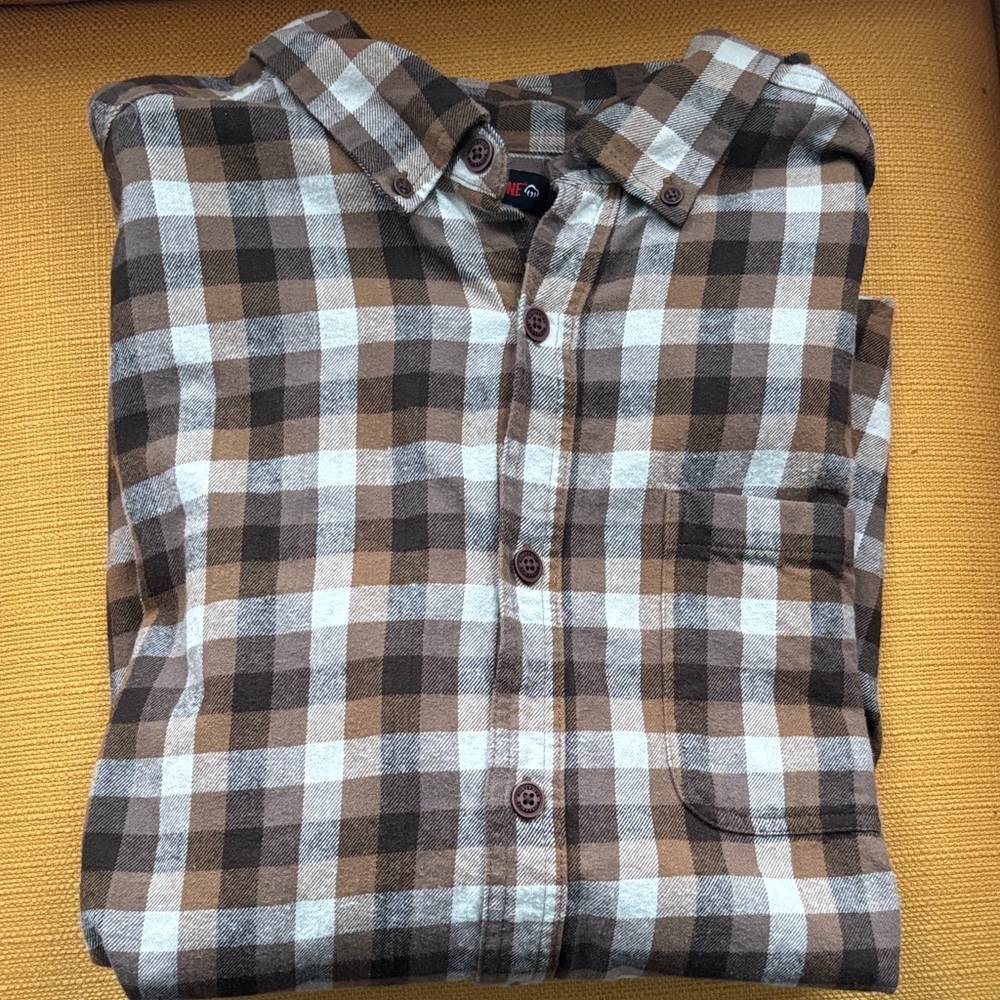 Wolverine Brown and White Plaid Men's Shirt